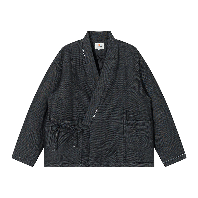 Traditional Winter Japanese Clothing - Winter Japanese Style Blue Kimono Jacket