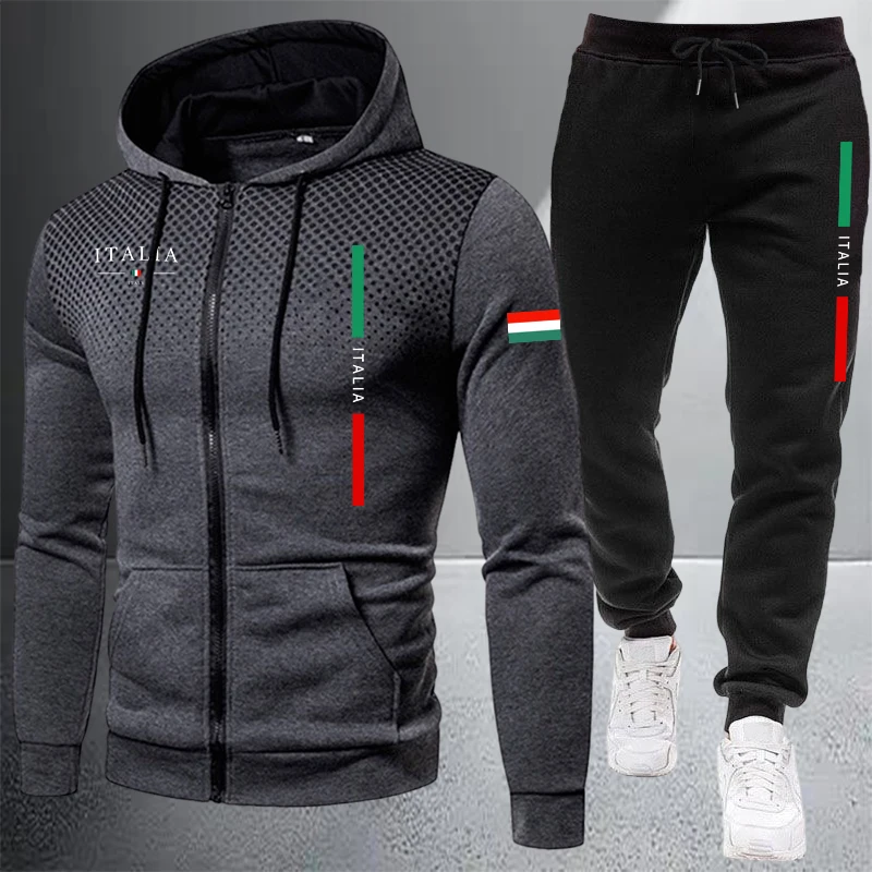 Winter Clothing Uae - Men's Tracksuit Casual Zip Hooded Sweatshirt