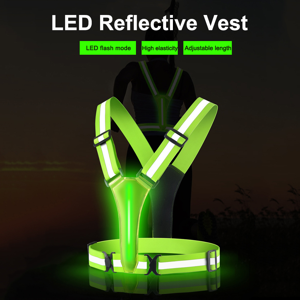 Yellow Winter Clothing - LED Running Vest Adjustable Reflective Running