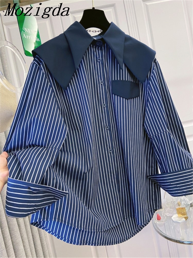 Winter Clothing Ladies - Autumn Winter Women's Shirts Patchwork Striped