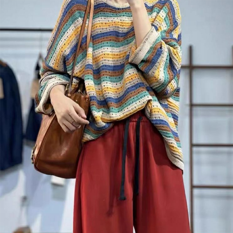 Yellow Winter Clothing - Spring Women Striped Long Sleeve Sweater
