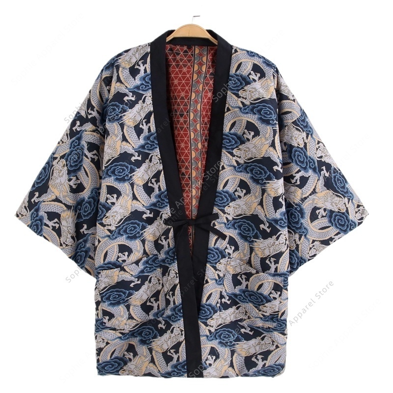 Traditional Winter Japanese Clothing - Autumn Winter Japanese Dragon Print Hanten