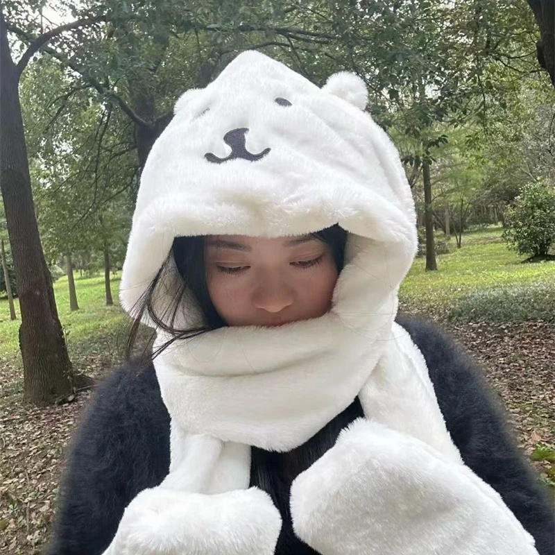 Winter Clothing Accessories - 3 In 1 Plush Thick Hooded