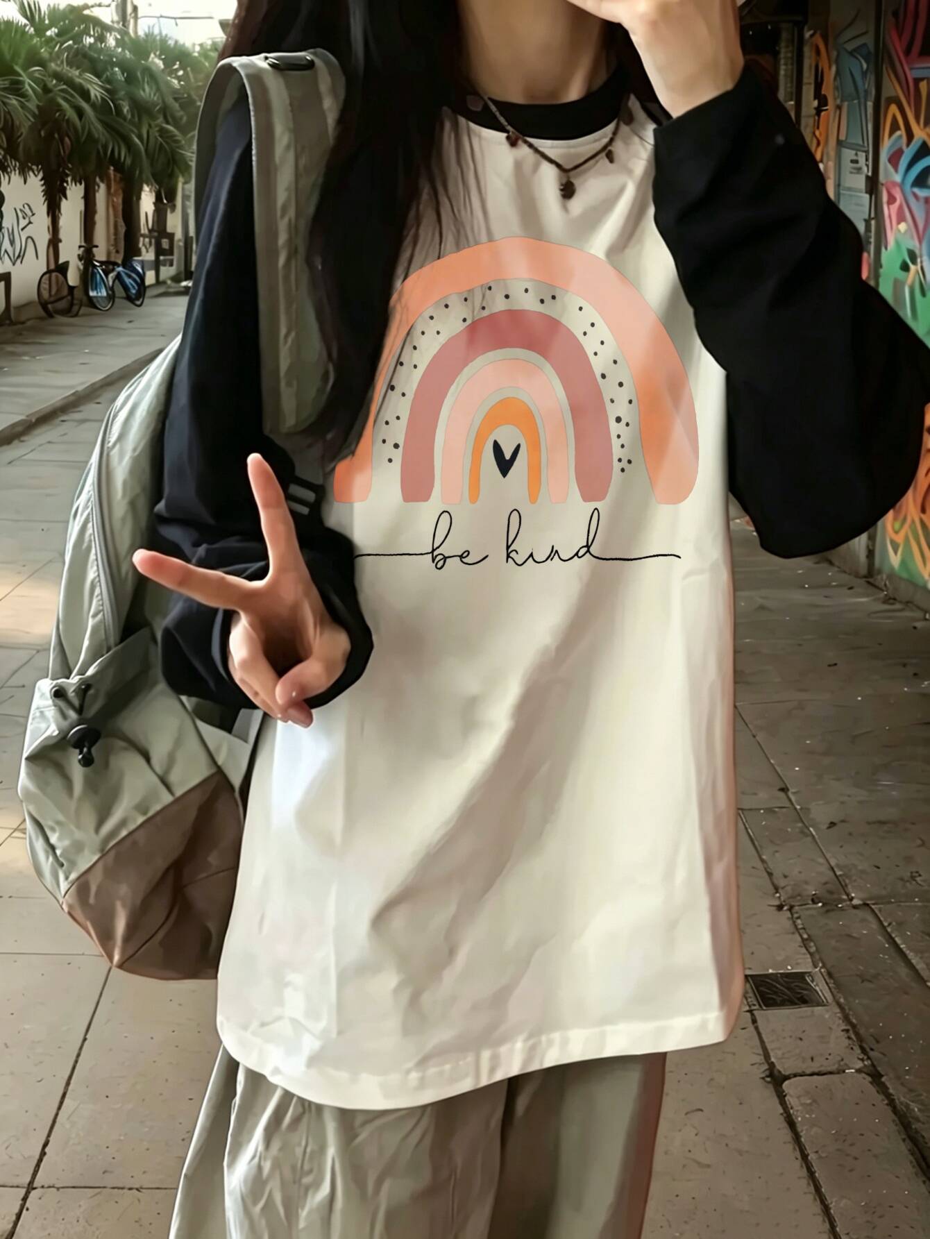 harajuku vintage Casual Rainbo - Winter Clothes ulasan dan harga