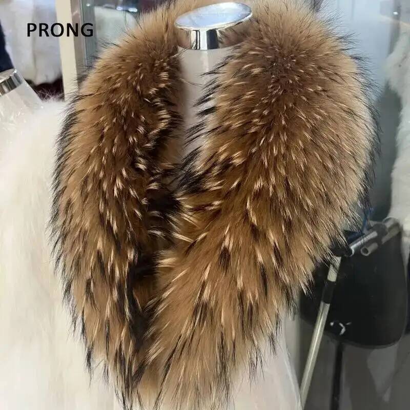 Natural Raccoon Fur Collar Rea - Winter Clothing Women Sale ulasan dan harga