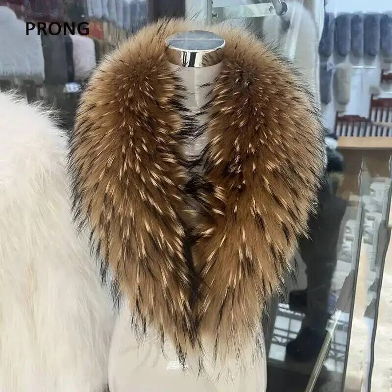 Natural Raccoon Fur Collar Rea - Winter Clothing Women Sale ulasan dan harga