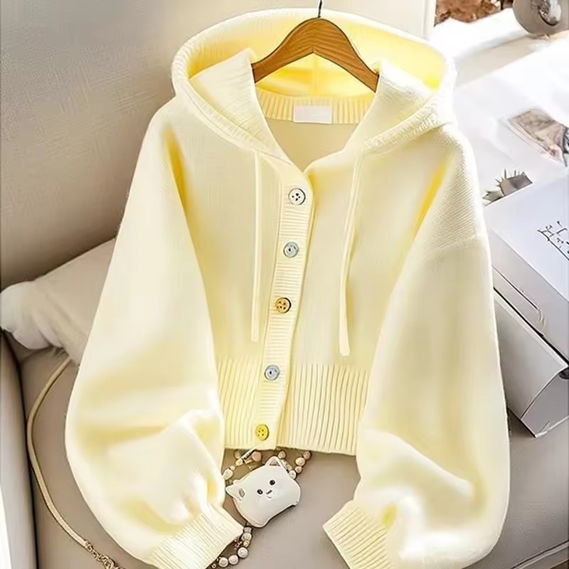 Fashion Hooded Knitted Sweater - Yellow Winter Clothing ulasan dan harga