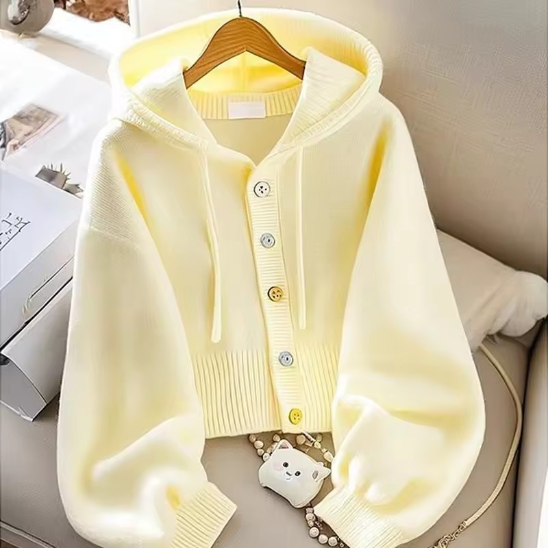 Fashion Hooded Knitted Sweater - Yellow Winter Clothing ulasan dan harga