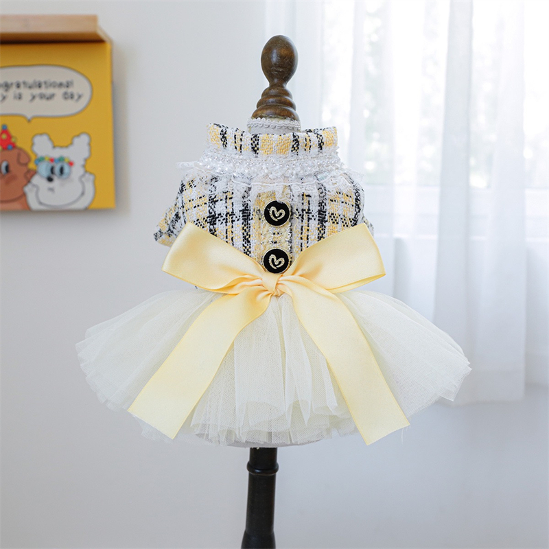 Yellow Ribbon Dresses for Dogs - Yellow Winter Clothing ulasan dan harga