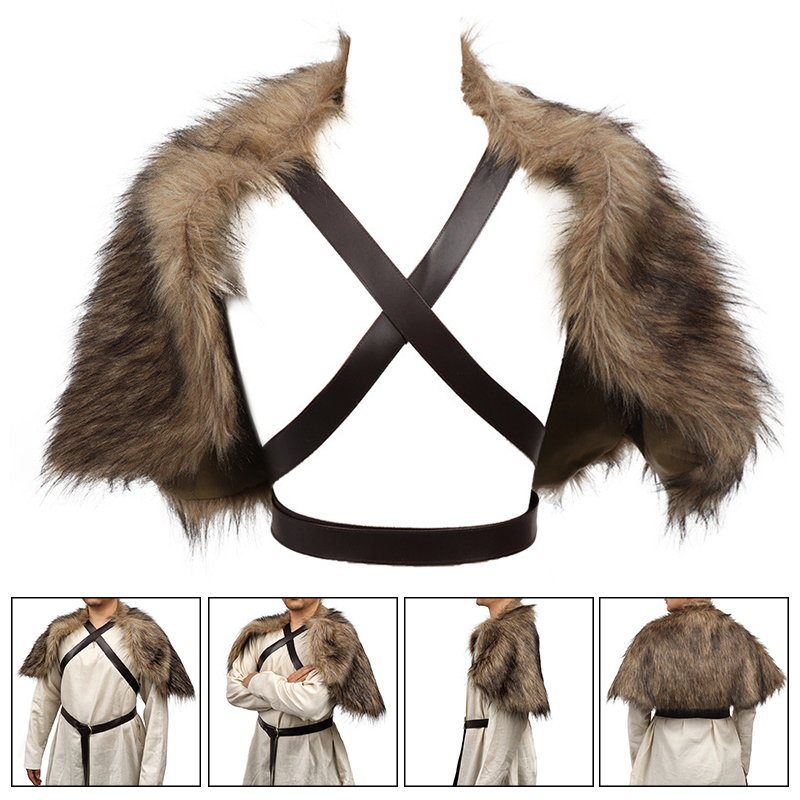 Viking Cloak Faux Fur Collar C - Winter Clothing Accessories ulasan dan harga