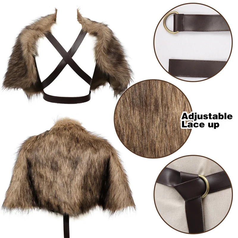 Viking Cloak Faux Fur Collar C - Winter Clothing Accessories ulasan dan harga