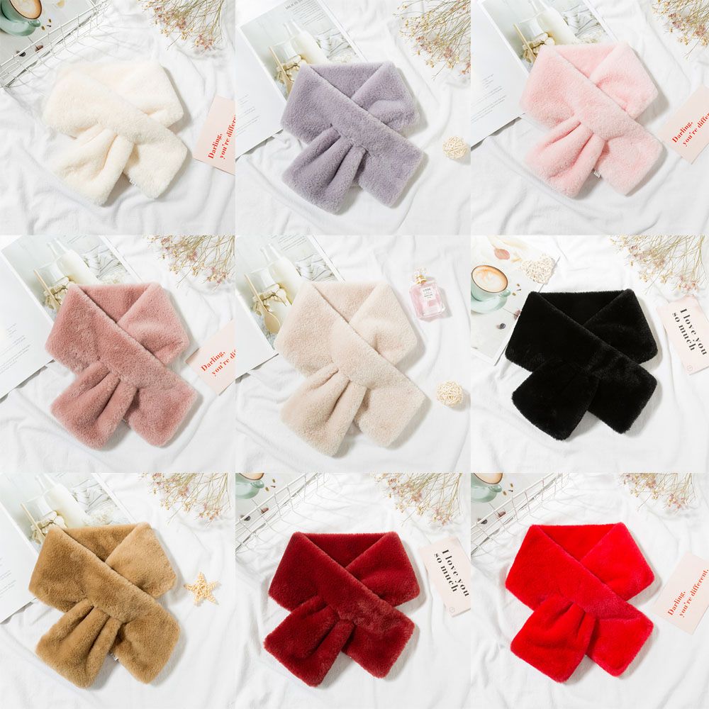 Solid Color Faux Rabbit Fur Pl - Winter Clothing Accessories ulasan dan harga