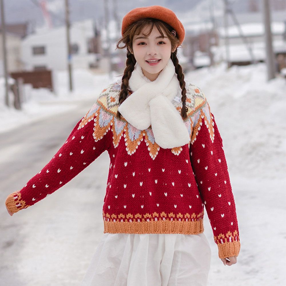 Solid Color Faux Rabbit Fur Pl - Winter Clothing Accessories ulasan dan harga