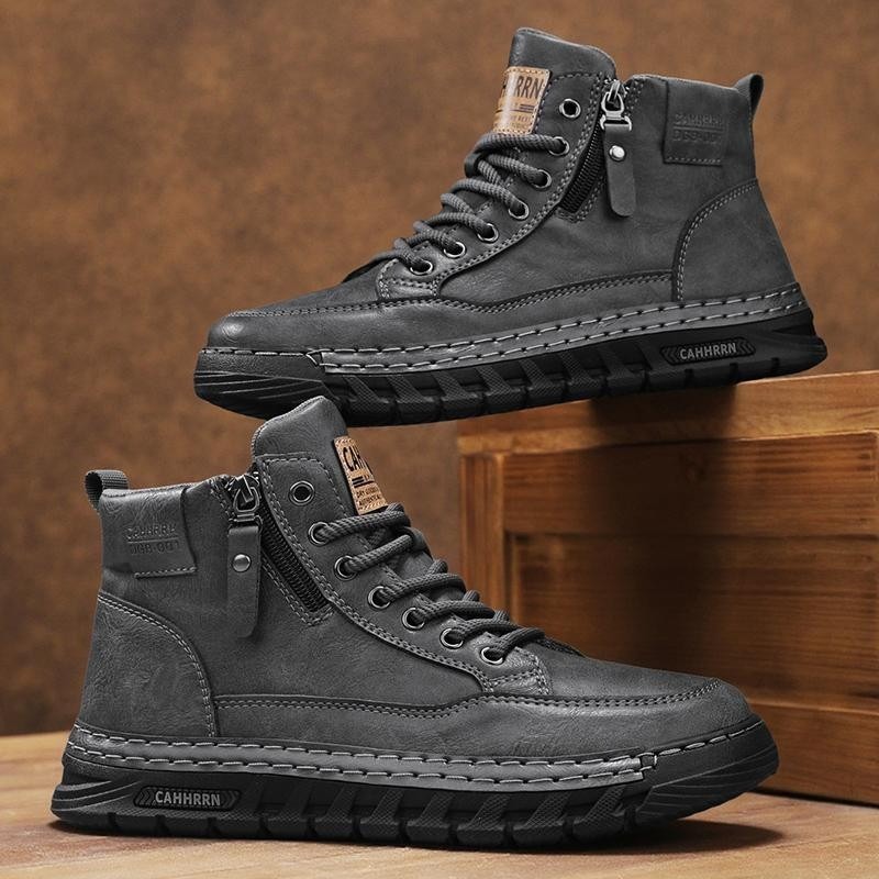 Men Leather High Top Ankle Boo - Winter Clothing Material ulasan dan harga