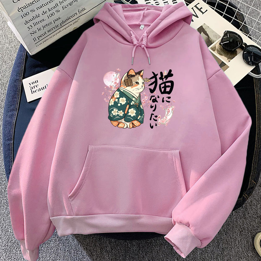Ukiyoe Style Kanji Cat Printin - Yellow Winter Clothing ulasan dan harga