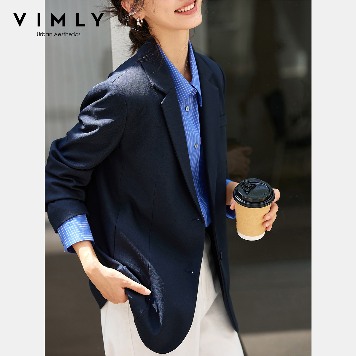 VIMLY Women's Navy Blue Jacket - Winter Clothing Trends 2026 ulasan dan harga
