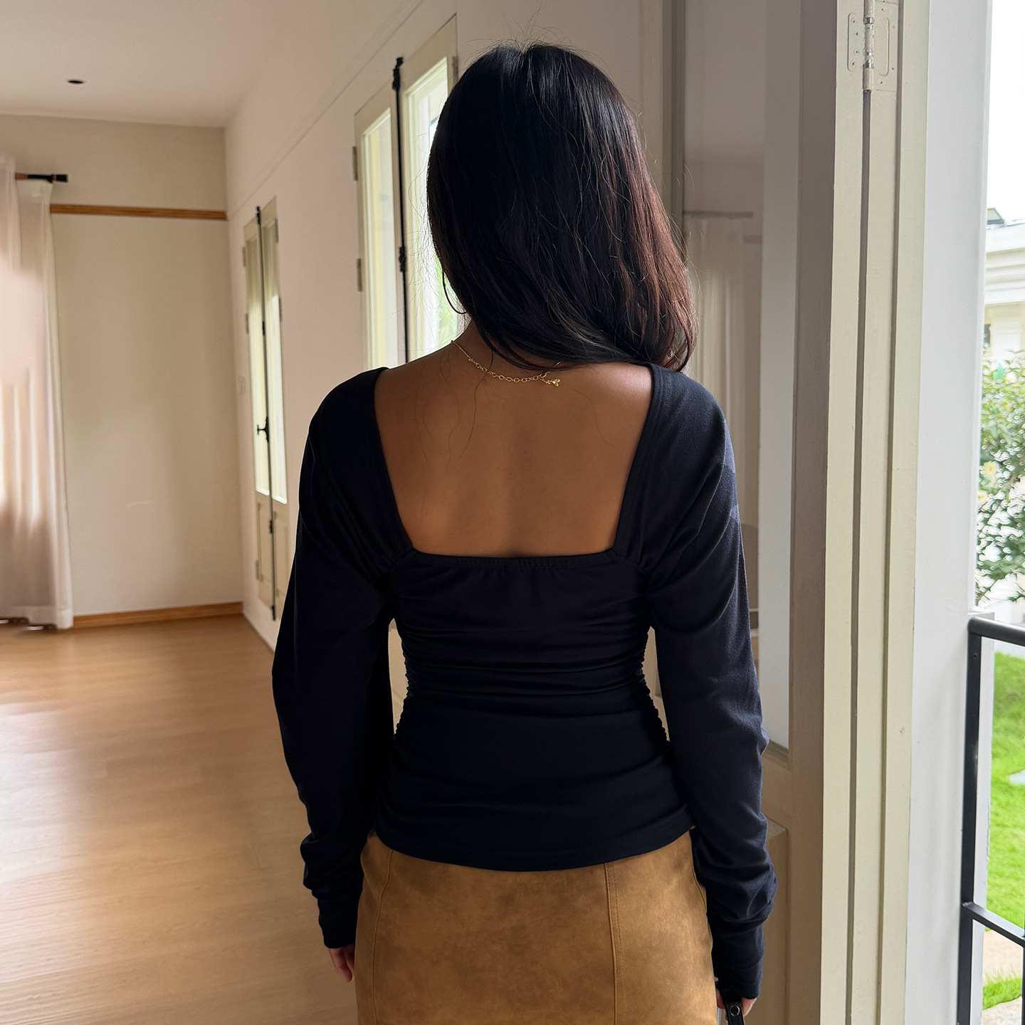 Elegant V Neck Tops Solid T Sh - Winter Clothes ulasan dan harga