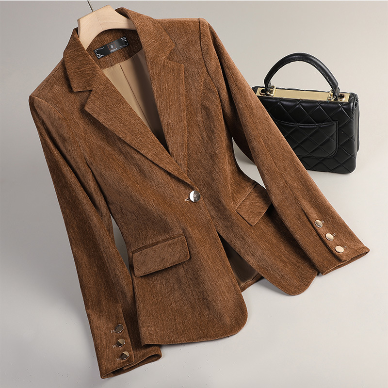 Yellow Gold Velvet Blazer Wome - Yellow Winter Clothing ulasan dan harga