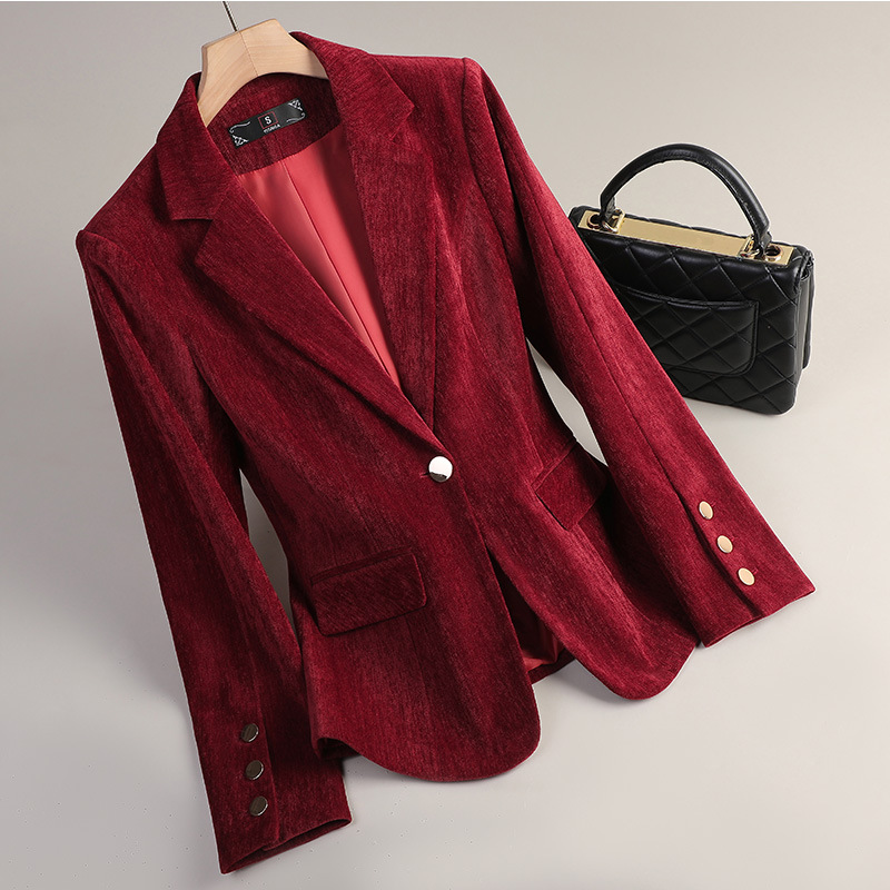 Yellow Gold Velvet Blazer Wome - Yellow Winter Clothing ulasan dan harga
