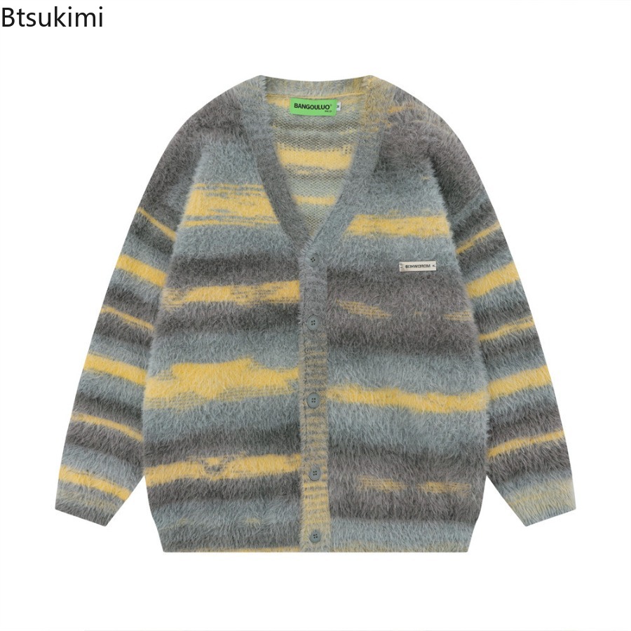 Men's Yellow Striped Thickened - Yellow Winter Clothing ulasan dan harga