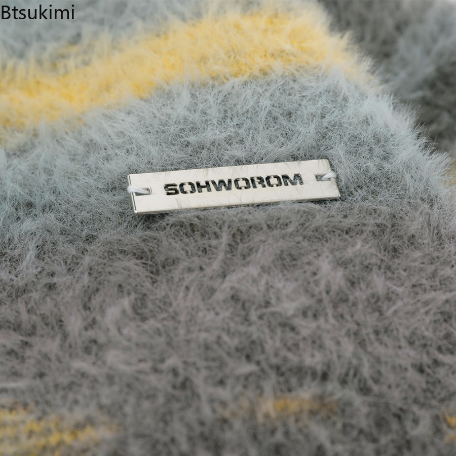 Men's Yellow Striped Thickened - Yellow Winter Clothing ulasan dan harga