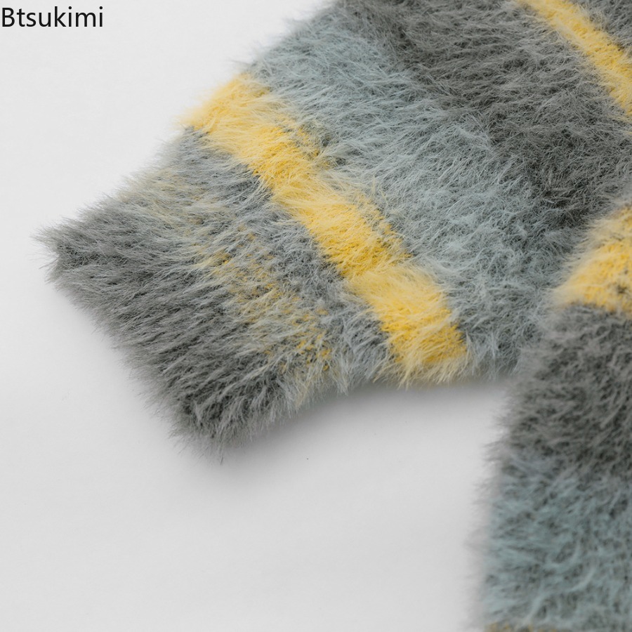 Men's Yellow Striped Thickened - Yellow Winter Clothing ulasan dan harga