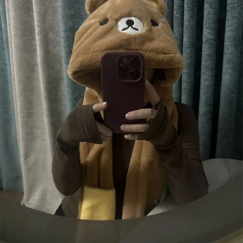 3 In 1 Plush Thick Hooded Hat  - Winter Clothing Accessories ulasan dan harga