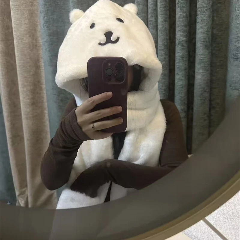 3 In 1 Plush Thick Hooded Hat  - Winter Clothing Accessories ulasan dan harga