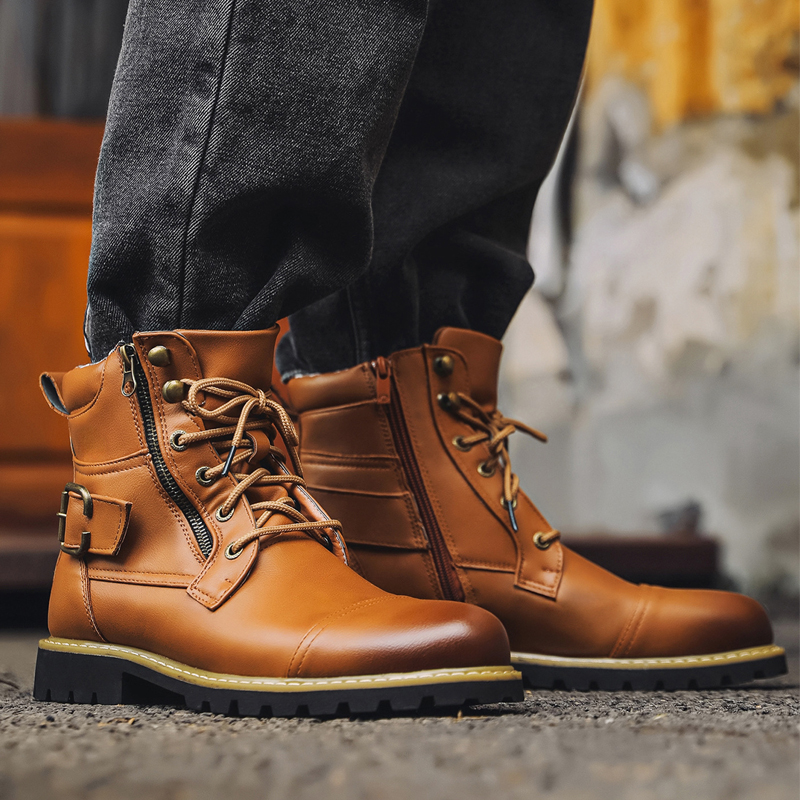 Quality Men Leather Boots Meta - Winter Clothing Material ulasan dan harga