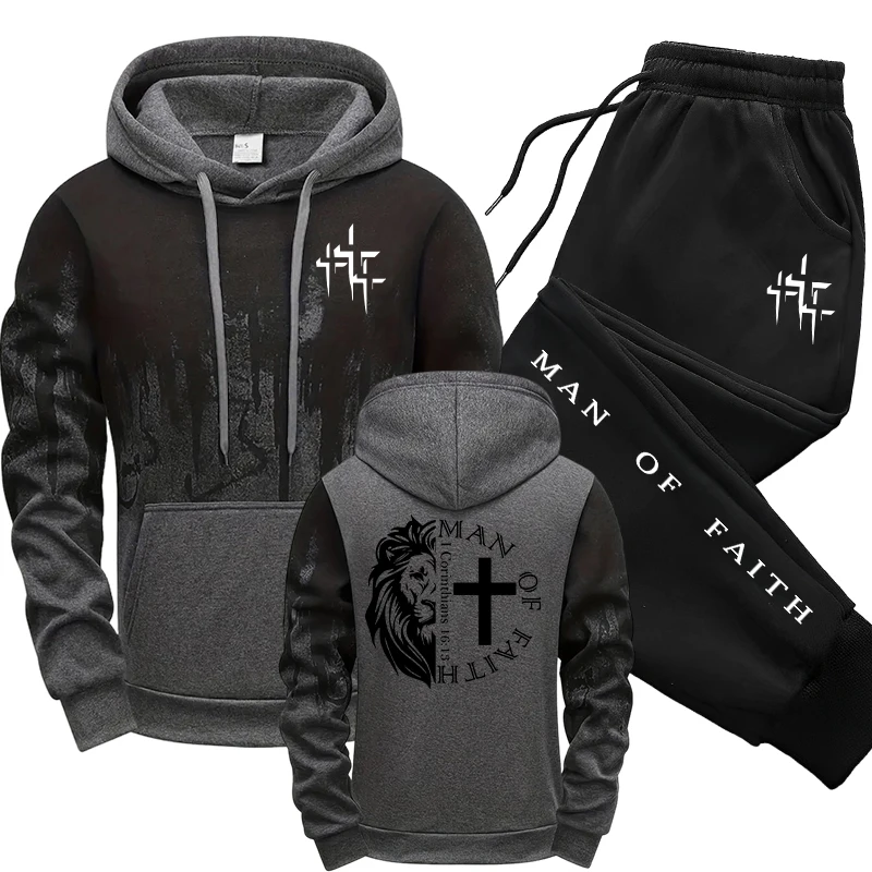 Man of Faith Pattern Men's Set - Winter Clothes ulasan dan harga