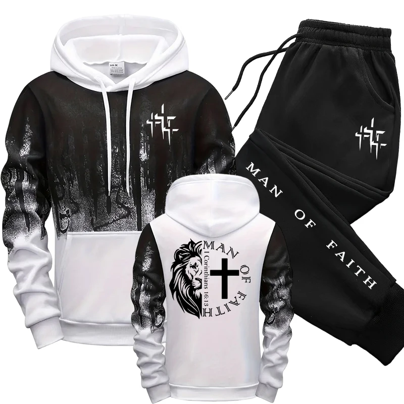 Man of Faith Pattern Men's Set - Winter Clothes ulasan dan harga