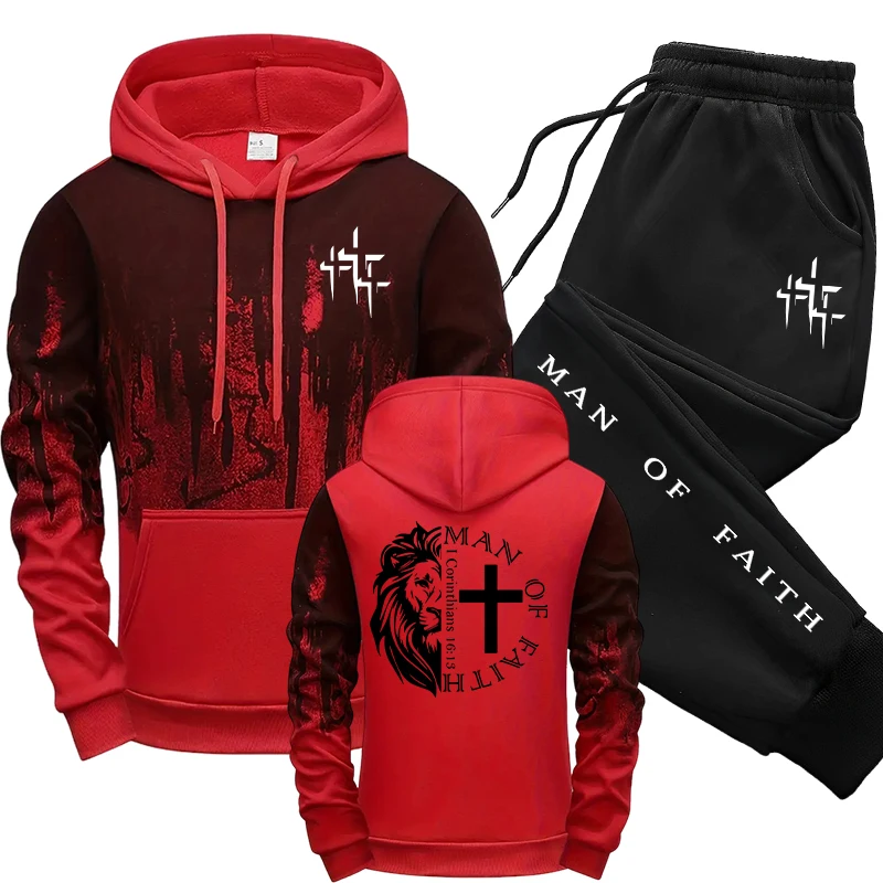Man of Faith Pattern Men's Set - Winter Clothes ulasan dan harga
