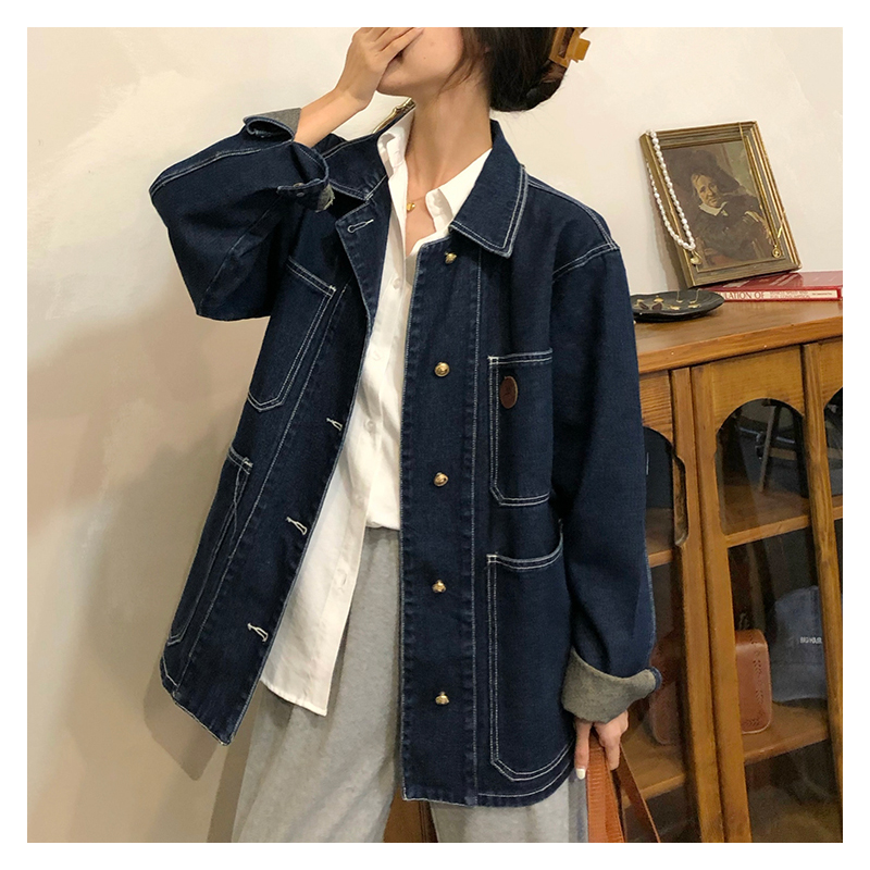 Dark Blue Denim Jacket Women S - Winter Clothing Women Sale ulasan dan harga