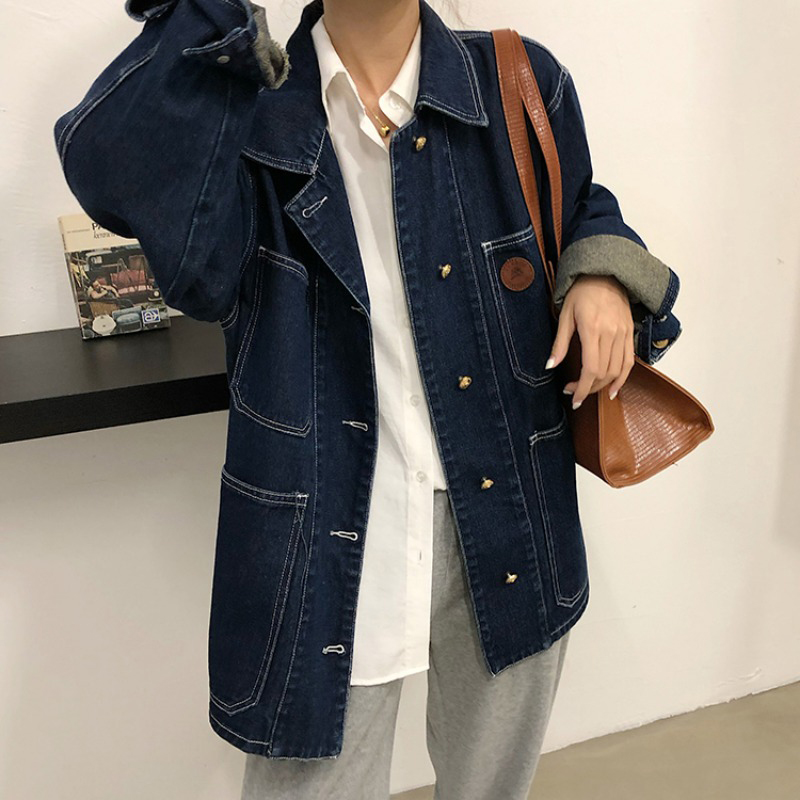 Dark Blue Denim Jacket Women S - Winter Clothing Women Sale ulasan dan harga