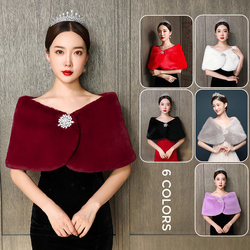 Women Bridal Shawl Wedding Cap - Winter Clothing Women Sale ulasan dan harga