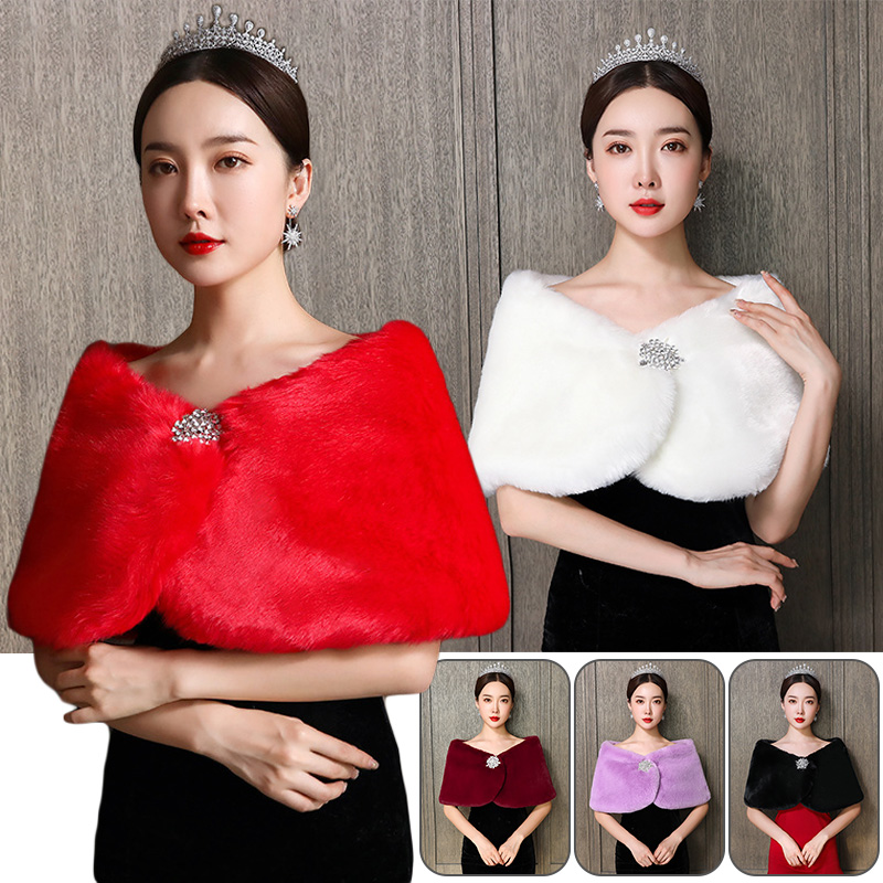 Women Bridal Shawl Wedding Cap - Winter Clothing Women Sale ulasan dan harga