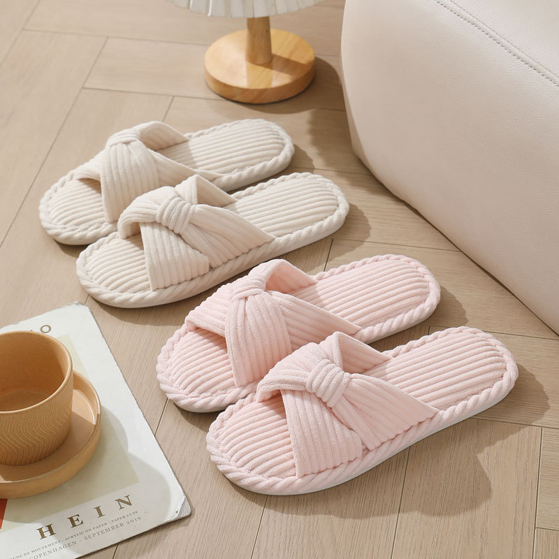 Corduroy Cross Strap Home Slip - Winter Clothing Material ulasan dan harga
