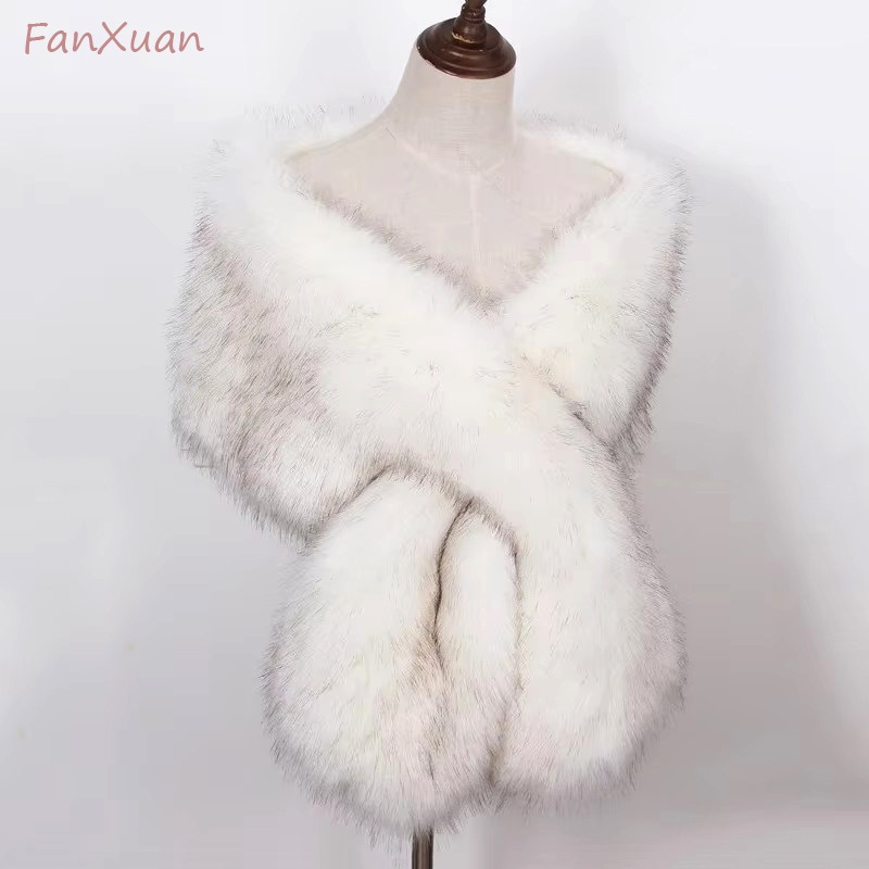 Faux Fox Fur Women Wraps Long  - Winter Clothing Ladies ulasan dan harga