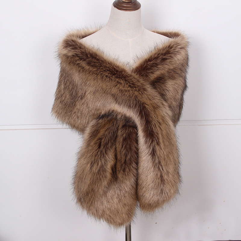 Faux Fox Fur Women Wraps Long  - Winter Clothing Ladies ulasan dan harga