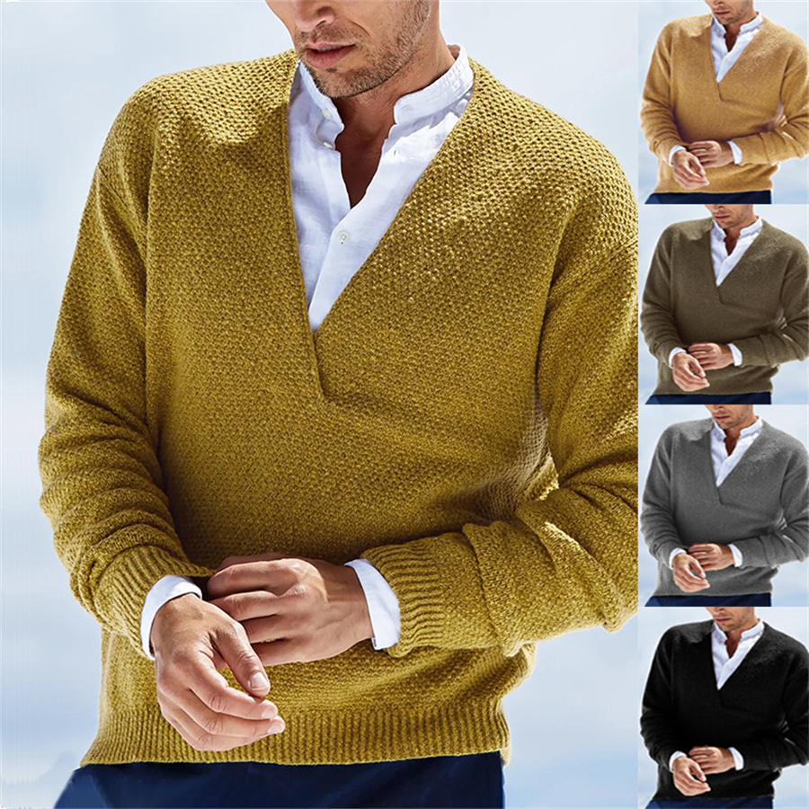 Autumn Winter Men Sweaters Kni - Yellow Winter Clothing ulasan dan harga